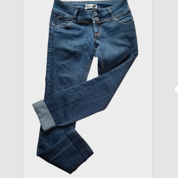 Miss Anna Jeans Women's Size 42 Blue Cotton Blend 5-Pocket Design Straight Leg - Picture 1 of 14